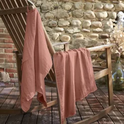 Set di 2 strofinacci garza di cotone (70 cm) Gaïa Rosa pesca