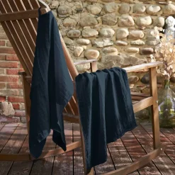 Set di 2 strofinacci garza di cotone (70 cm) Gaïa Blu notte