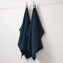 Set di 2 strofinacci garza di cotone (70 cm) Gaïa Blu notte