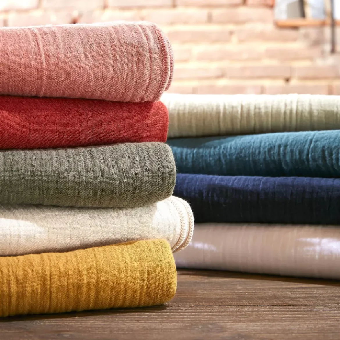 Set di 2 strofinacci garza di cotone (70 cm) Gaïa Grigio nuvola
