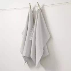 Set di 2 strofinacci garza di cotone (70 cm) Gaïa Grigio nuvola