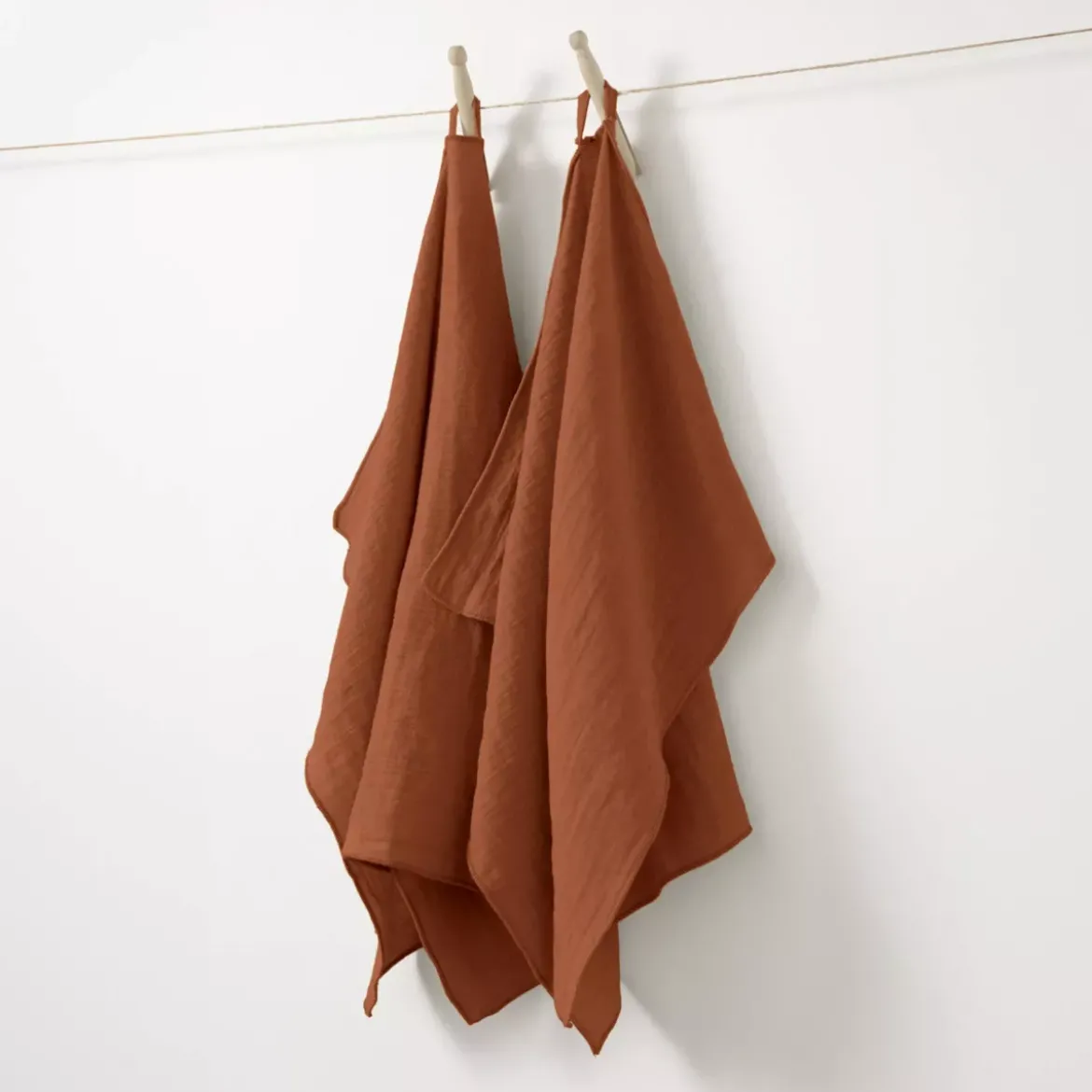 Set di 2 strofinacci garza di cotone (70 cm) Gaïa Terracotta