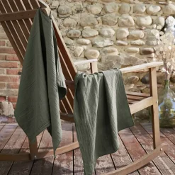 Set di 2 strofinacci garza di cotone (70 cm) Gaïa Verde rosmarino