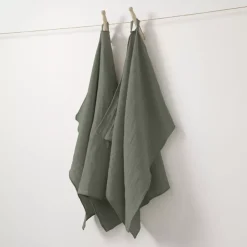 Set di 2 strofinacci garza di cotone (70 cm) Gaïa Verde rosmarino