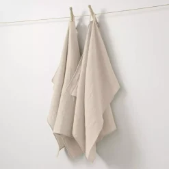 Set di 2 strofinacci garza di cotone (70 cm) Gaïa Beige pampa