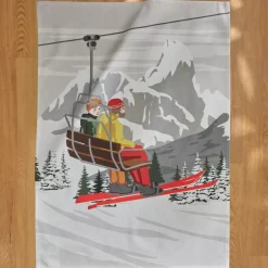Set di 3 strofinacci in cotone (50 x 70 cm) Skis Multicolore