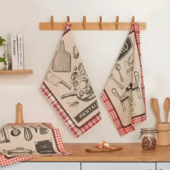 Set di 3 strofinacci in cotone (50 x 70 cm) Bistro Rosso
