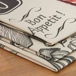 Set di 3 strofinacci in cotone (50 x 70 cm) Bistro Rosso