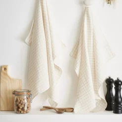 Set di 2 strofinacci in garza di cotone (50 x 70 cm) Gaïa vichy Beige