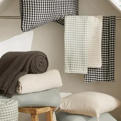 Set di 2 strofinacci in garza di cotone (50 x 70 cm) Gaïa vichy Nero