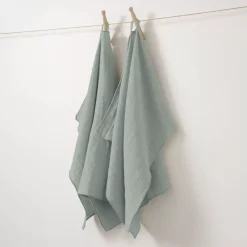 Set di 2 strofinacci in garza di cotone (70 cm) Gaia Verde eucalipto