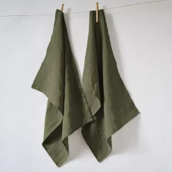 Set di 2 strofinacci lino lavato (50 x 70 cm) Louise Verde rosmarino