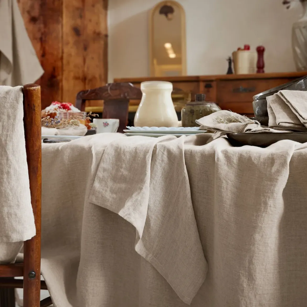 Set di 2 strofinacci lino lavato (50 x 70 cm) Louise Beige