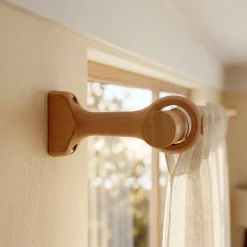 Set di 2 supporti fissi per asta legno (L115 / D28 mm) Nils Beige Verniciato