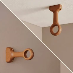 Set di 2 supporti per asta fissi in legno (L115 / D28 mm) Nils Naturale
