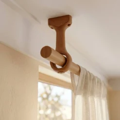 Set di 2 supporti per asta fissi in legno (L115 / D28 mm) Nils Naturale