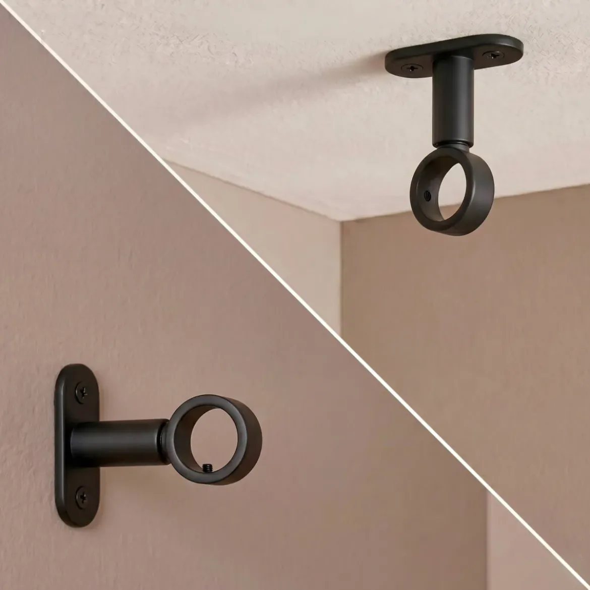 Set di 2 supporti per bastoni (L50 / Ø20 mm) Jim Nero opaco