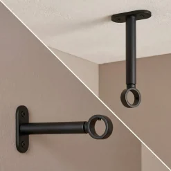 Set di 2 supporti per bastoni regolabili (L150 - L 190 / Ø20 mm) Jim Nero opaco