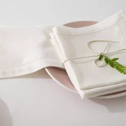 Set di 4 tovaglioli Chambray Ecrù