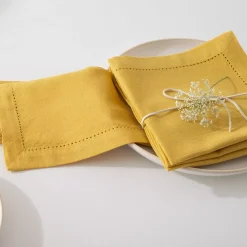 Set di 4 tovaglioli Chambray Giallo ocra