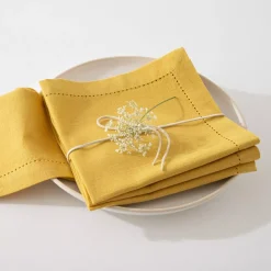 Set di 4 tovaglioli Chambray Giallo ocra