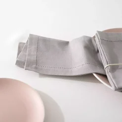 Set di 4 tovaglioli Chambray Grigio chiaro