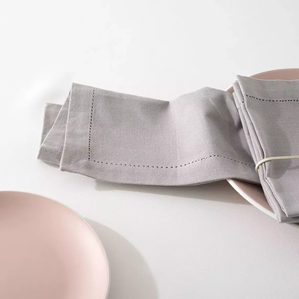 Set di 4 tovaglioli Chambray Grigio chiaro