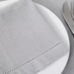 Set di 4 tovaglioli Chambray Grigio chiaro