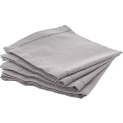 Set di 4 tovaglioli Chambray Grigio chiaro