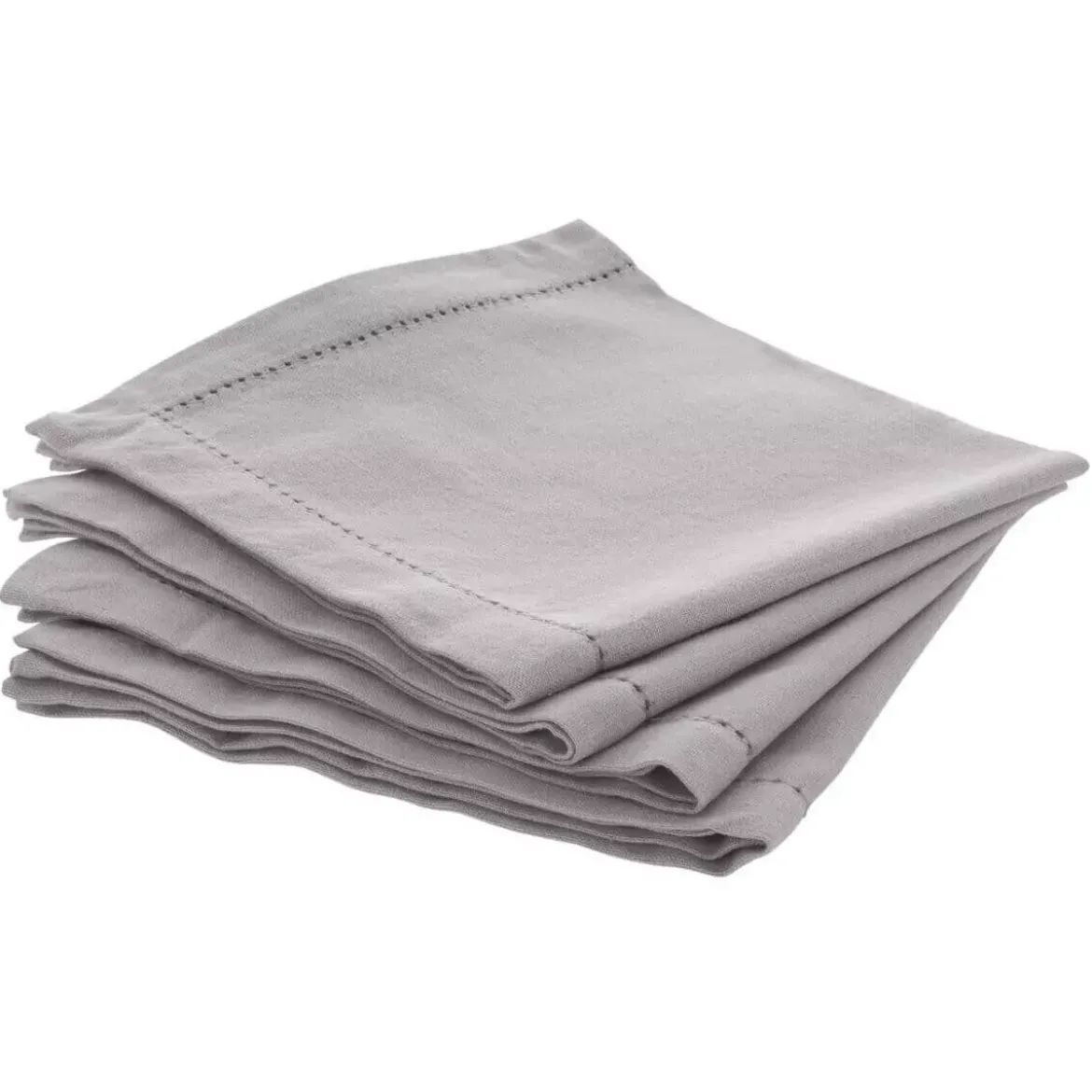 Set di 4 tovaglioli Chambray Grigio chiaro