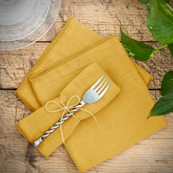 Set di 3 tovaglioli garza di cotone Gaïa Giallo zafferano