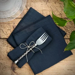 Set di 3 tovaglioli garza di cotone Gaïa Blu notte