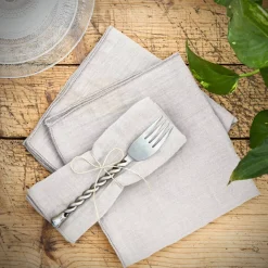 Set di 3 tovaglioli garza di cotone Gaïa Grigio nuvola