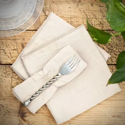 Set di 3 tovaglioli garza di cotone Gaïa Beige pampa