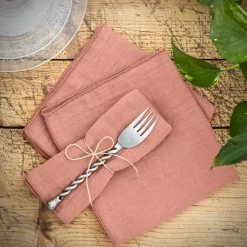 Set di 3 tovaglioli garza di cotone Gaïa Rosa pesca
