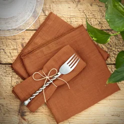 Set di 3 tovaglioli garza di cotone Gaïa Terracotta