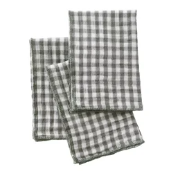 Set di 3 tovaglioli in doppia garza di cotone (40 x 40 cm) Gaïa vichy Verde rosmarino