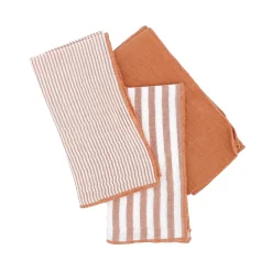 Set di 3 tovaglioli in garza di cotone (40 x 40 cm) Gaïa a righe Albicocca