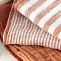 Set di 3 tovaglioli in garza di cotone (40 x 40 cm) Gaïa a righe Albicocca