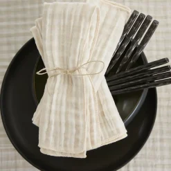 Set di 3 tovaglioli in garza di cotone (40 x 40 cm) Gaïa vichy Beige