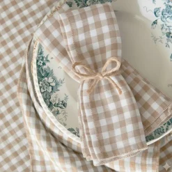 Set di 3 tovaglioli in garza di cotone (40 x 40 cm) Gaïa vichy Corda