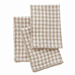 Set di 3 tovaglioli in garza di cotone (40 x 40 cm) Gaïa vichy Corda