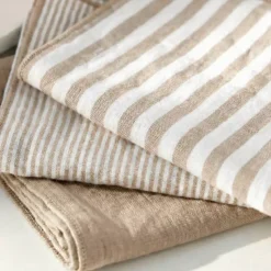 Set di 3 tovaglioli in garza di cotone (40 x 40 cm) Gaïa a righe Corda