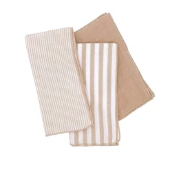 Set di 3 tovaglioli in garza di cotone (40 x 40 cm) Gaïa a righe Corda