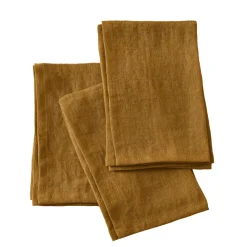 Set di 3 tovaglioli lino lavato (40 x 40 cm) Louise Caramello