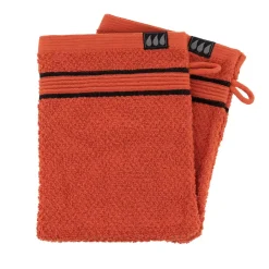 Set di due guanti in spugna di cotone Black Line Terracotta / nero
