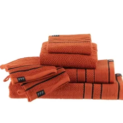 Set di due guanti in spugna di cotone Black Line Terracotta / nero