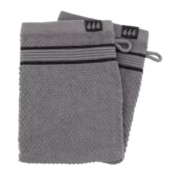 Set di due guanti in spugna di cotone Black Line Grigio / nero