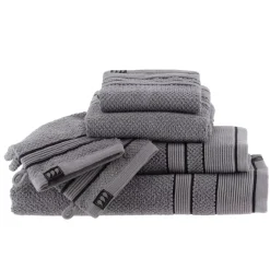 Set di due guanti in spugna di cotone Black Line Grigio / nero