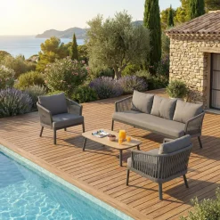 Set di mobili da giardino Amalfi Grigio antracite 5 posti